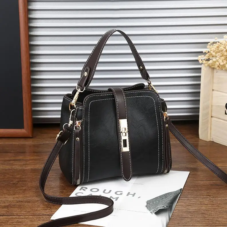 Yogodlns модная женская сумка, кожаные сумки, ПУ сумка на плечо, маленькие сумки через плечо с клапаном для женщин, сумки-мессенджеры, винтажный кошелек - Цвет: Black