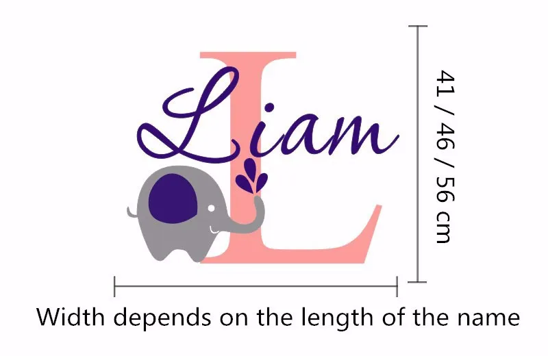 T07031 детский художественный Декор Custome Детское Имя Наклейка на стену со слоном детская спальня виниловая наклейка на стену детская комната Домашний декор