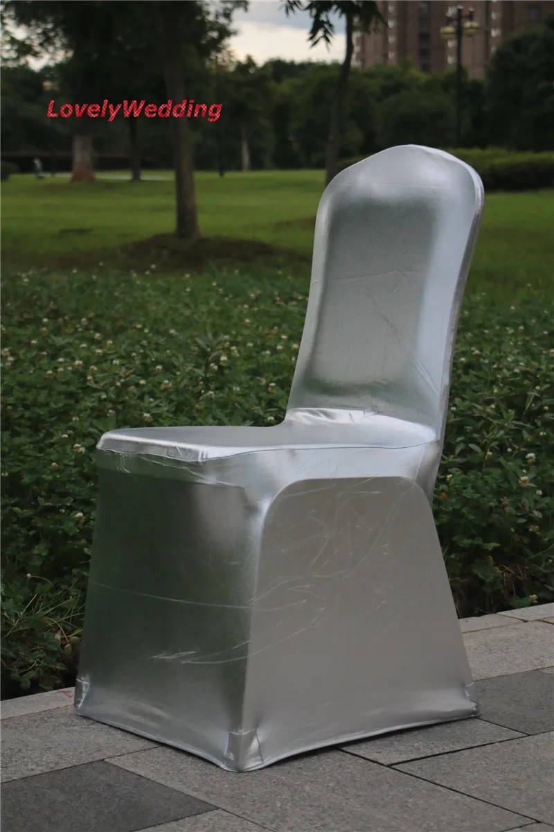 Glitter silver spandex chair cover for wedding decoration/cover chair