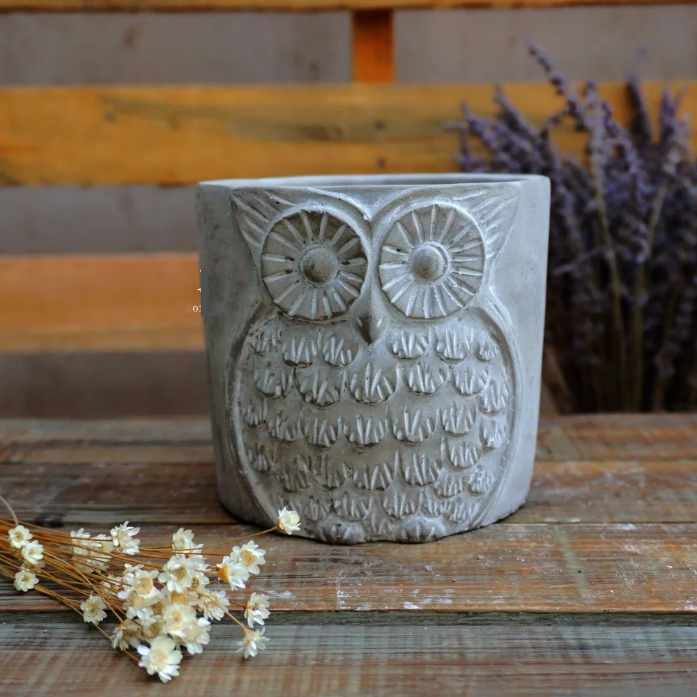 Embossed owl plant potted silica gel mould creative DIY household