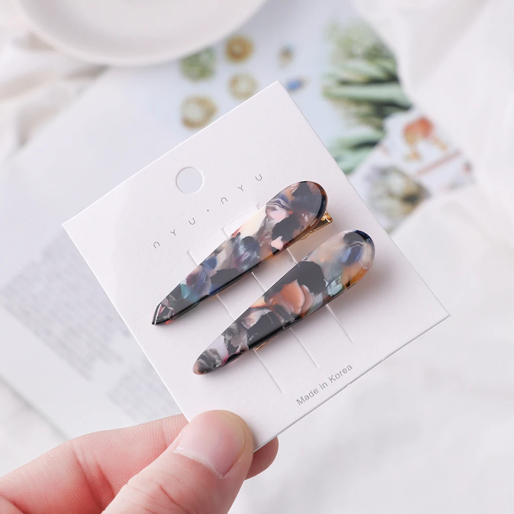 

2PCS/Set Women Vintage Fashion Hair Pin Clip Leopard Print Acetate Geometric Hair Clip Hairpin Clips Hair Accessories