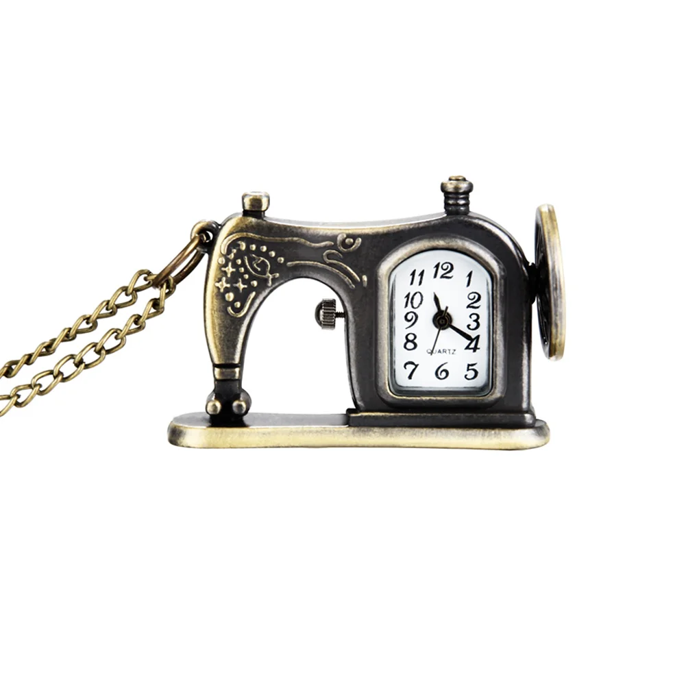 Ретро античный бронзовый сплав швейная машина дизайн карманные часы с цепочкой ожерелье лучший подарок 88 TT@ 88