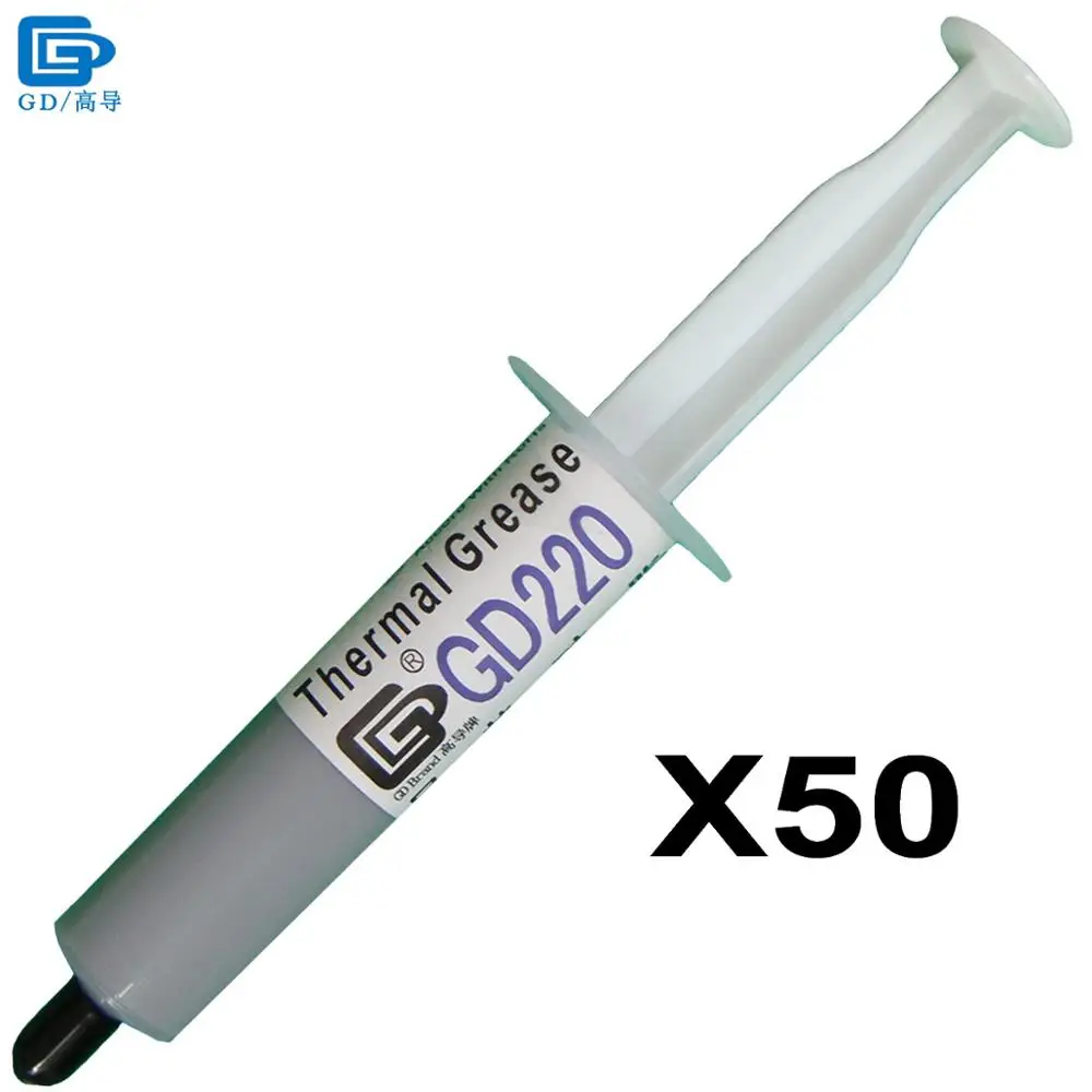 

GD Brand Thermal Conductive Paste Grease Compound Silicone GD220 Cooler Heatsink Plaster 50 Pieces Net Weight 15 Grams Gray SY15