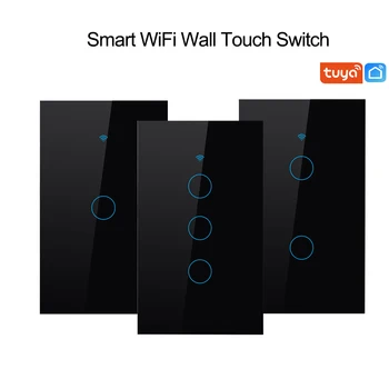 

US Smart Light touch Switch 1/2/3/4 Gang wall switch Touch/WiFi/APP Smart Home remote controller Work with Alexa google home