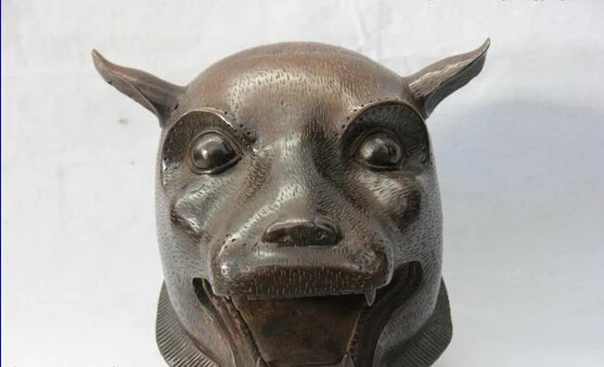 

Collectible bronze lion statue S0126 8 Chinese Copper Bronze Famous Feng Shui lucky Twelve Zodiac Tiger Head Statue (B0413)