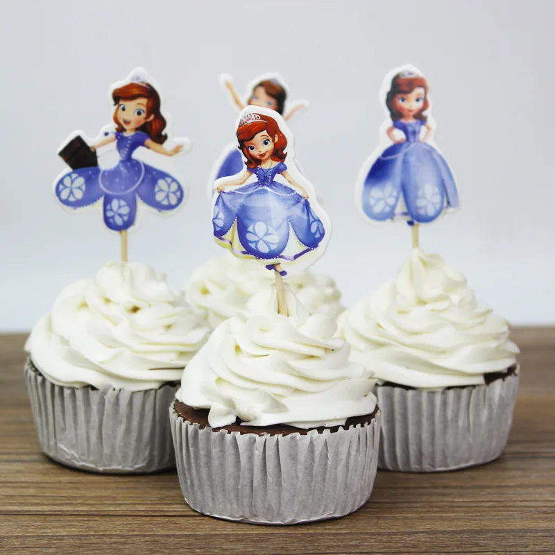 Princess Sofia 1st Birthday Party Favors Decorations Cake Dessert Inserted Card Prod Supplies For Sofia Cupcake Decorating Picks Cake Decorating Supplies Aliexpress