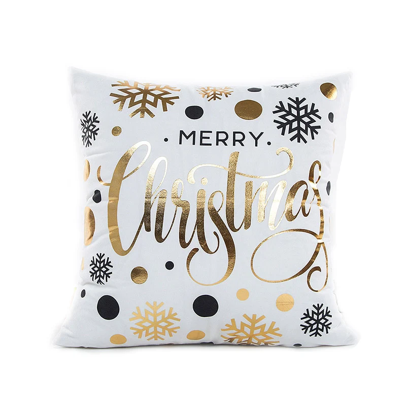 45*45cm Soft Fabric Gold Printed Merry Christmas Pillow Case Christmas Home Decoration Happy New Year Party Supplies 45*45cm Soft Fabric Gold Printed Merry Christmas Pillow Case Christmas Home Decoration Happy New Year Party Supplies