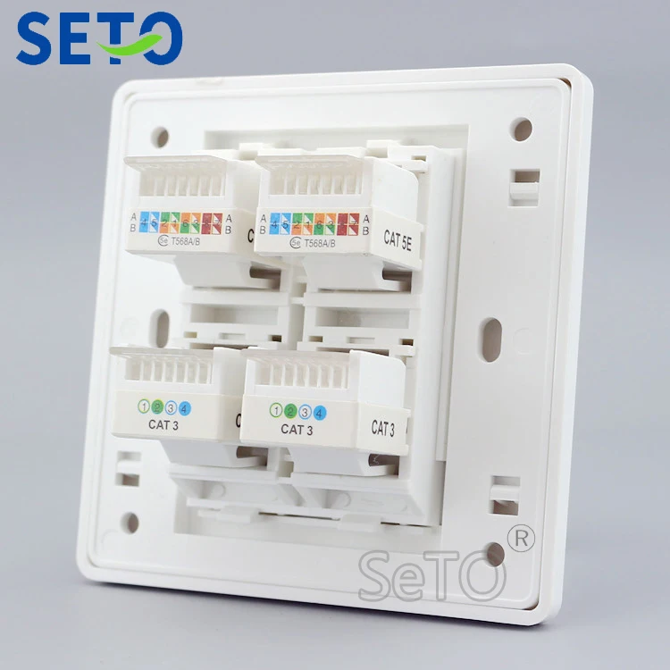 SeTo 86 Тип Двойная сеть Lan RJ45 Cat5e + RJ11 Cat3 Телефонная настенная пластина разъем Keystone