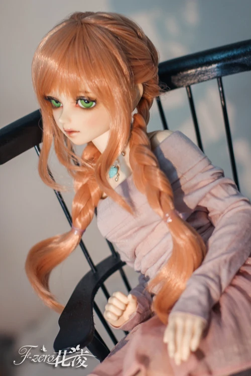 1/3 1/4BJD/DD кукольный парик двойной хвост оплетка MDD/MSD/Гигантский ребенок - Цвет: Оранжевый