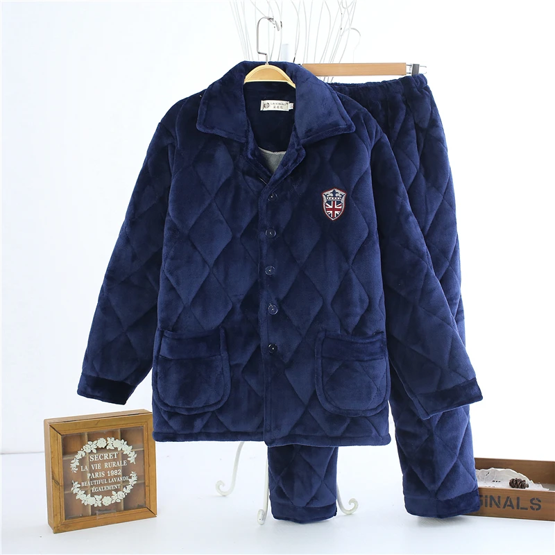 Men Winter Pajamas Suits Thick Warm Flannel Clothing Loose Leisure Pajama Wearing At Home Button Night Wear Clothes Men Nighty JW312 (7)