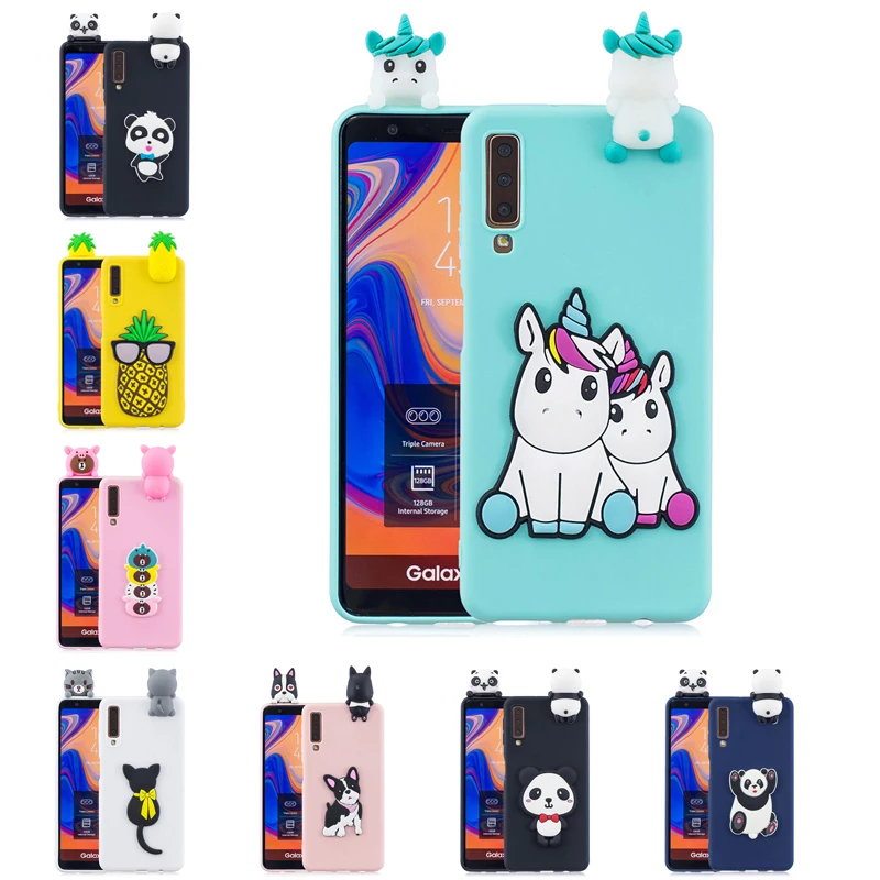 Мягкий Силиконовый ТПУ чехол 3D для Samsung Galaxy A7 2018 милые Мультяшные чехлы с рисунком
