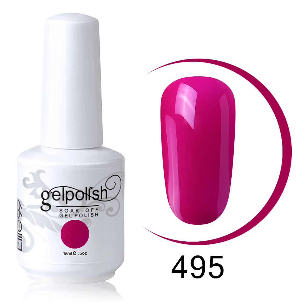 Elite99 15ml Soak Off Nail Gel Polish Semi Permanent Nail Art Manicure Gel Varnish Top Base Coat Needed Lacquer Gel For Nail - Color: 495