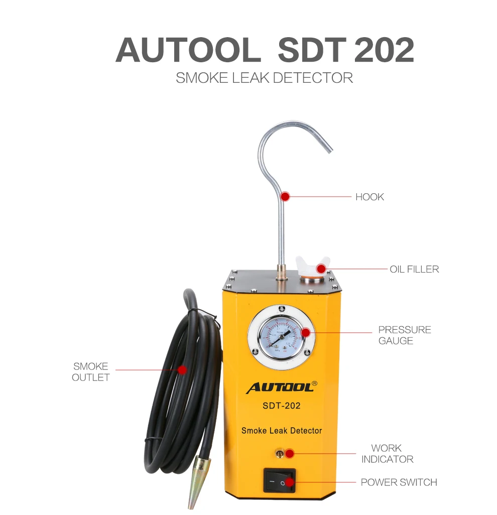 Genuine Smoke Detector AUTOOL SDT202 Leak Detector Of Pipe Systems All