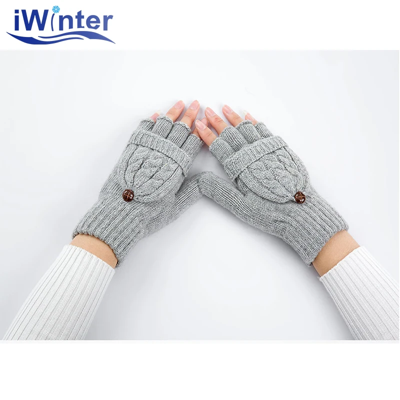 IWINTER Новые зимние перчатки для женщин Mitten Warmer Перчатки без пальцев Девочка из шерсти Открытые перчатки перчатки Зимние женские варежки