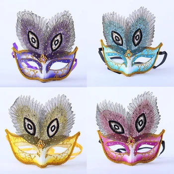 

New Women Girls Colorful Painting Peacock Eyes Mask Adults Masquerade Masks Halloween Dance Party Dress Decoration