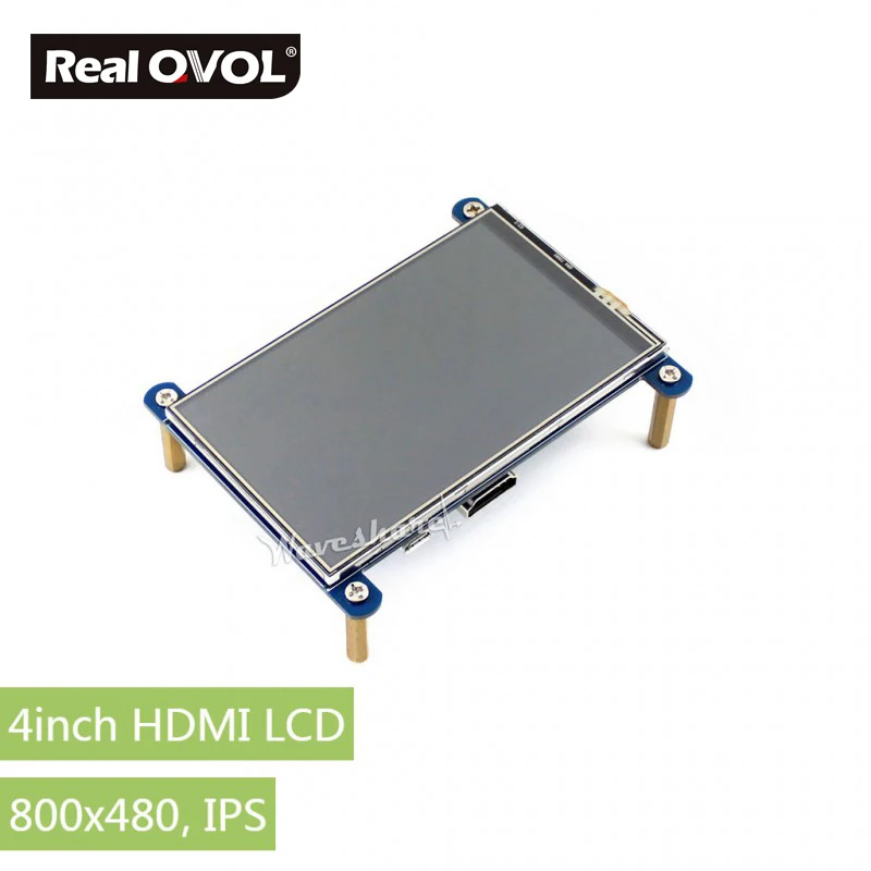

RealQvol 4inch HDMI LCD Resistive Touch Screen, HDMI interface, IPS Screen, Designed for Raspberry Pi 800x480 high resolution