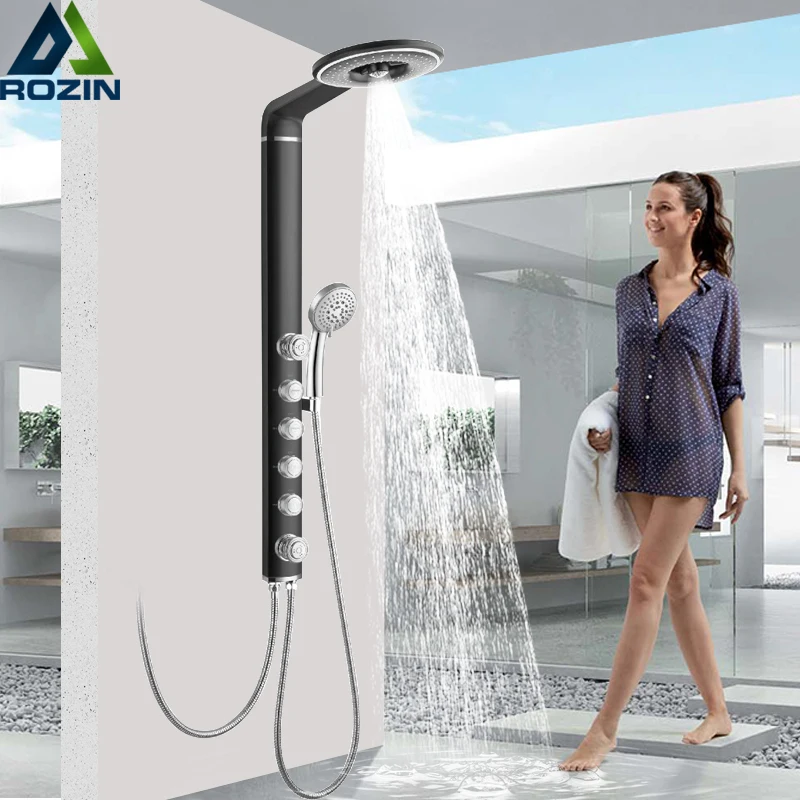 SPA Sprayer Head Shower Faucet Set Bathroom Shower System Black Shower