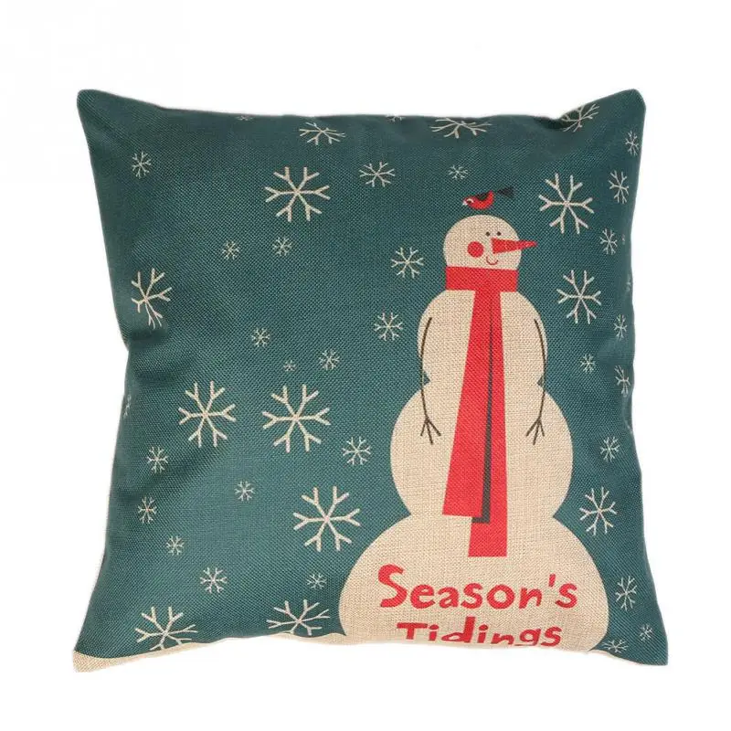 Hot Sale Linen Christmas Pillow Case Christmas Snowman Snowflake Pillow Cover Cushion Festivals