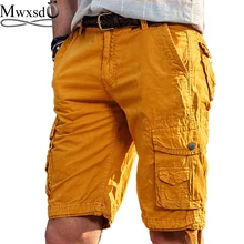 Высококачественные Брендовые мужские повседневные шорты-карго Mwxsd, хлопковые шорты до колена, мужские бермуды в стиле милитари, мужские шорты-Карго