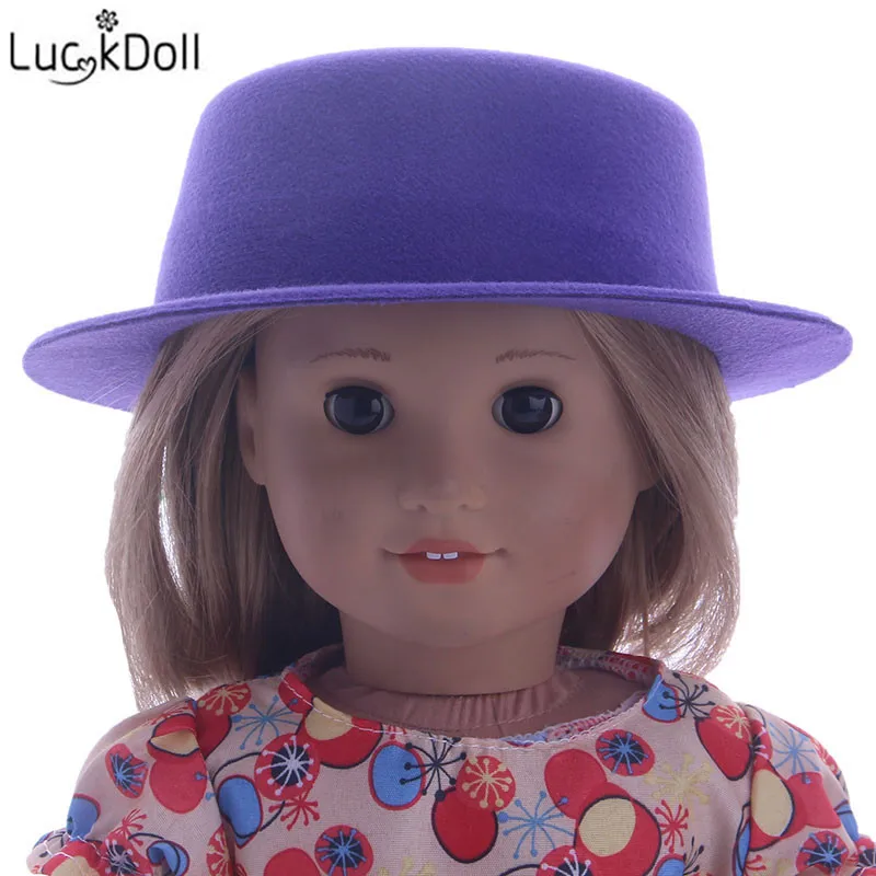 LUCKDOLL модные новые конфетного Цветной шерсть с плоским верхом шапка аксессуары для игрушечной куклы для 18 дюймов американская кукла лучший подарок