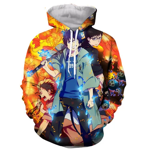 Anime Blue Exorcist funny 3D printed men women hooded hoodie sweatshirt fashion graphic hoodie casual streetwear pullover hoodie - Color: 1