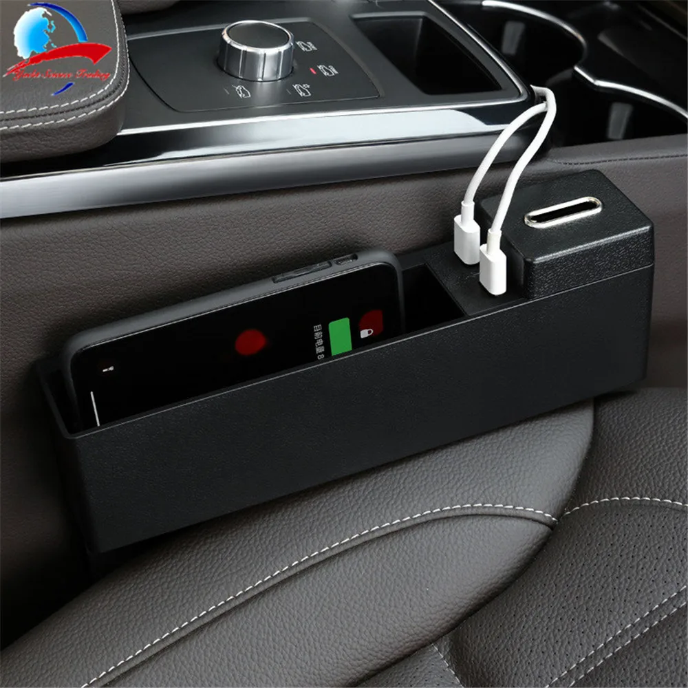 

3 Colours High Quality Universal Wireless Charging Car Storage Box Car Seat Quilting Compartment Multi-function Vehicle Store
