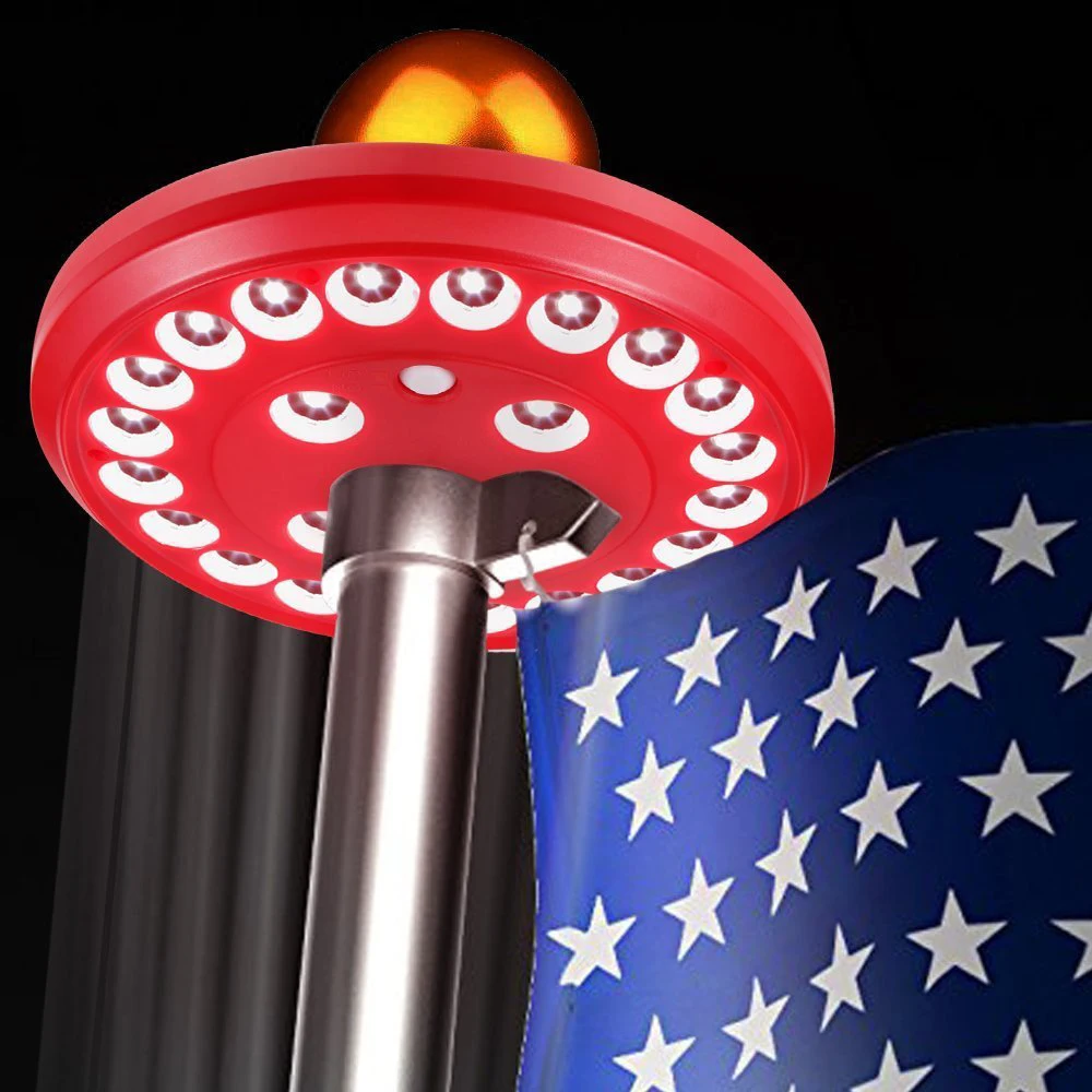 

24pcs LED Solar Power Solar Flag Pole Light Auto On/Off Night Lighting outdoor Garden Umbrella LED Landscape with11 Solar Panels