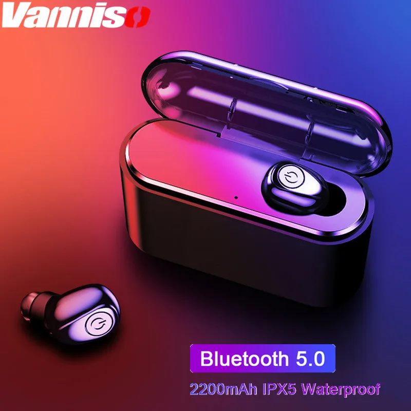 

Vanniso TWS Wireless Bluetooth Earphones Mini Waterproof IPX 5 Headfrees Earbuds with 2200mAh Power Bank For iphone X Samsung S8