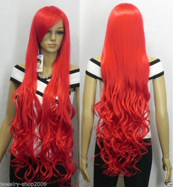 Heat Resistant Cosplay party TJ****New Long Red Curly Wig peruca hair queen lady's |