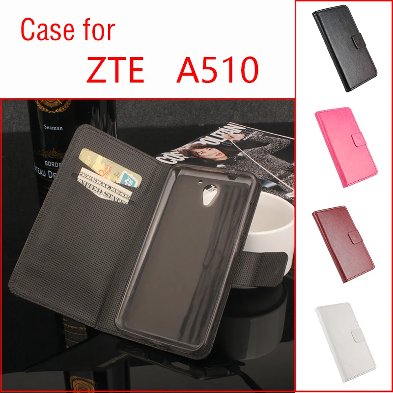 Чехол-книжка для телефона ZTE A510 чистый цвет чехол-бумажник из искусственной кожи