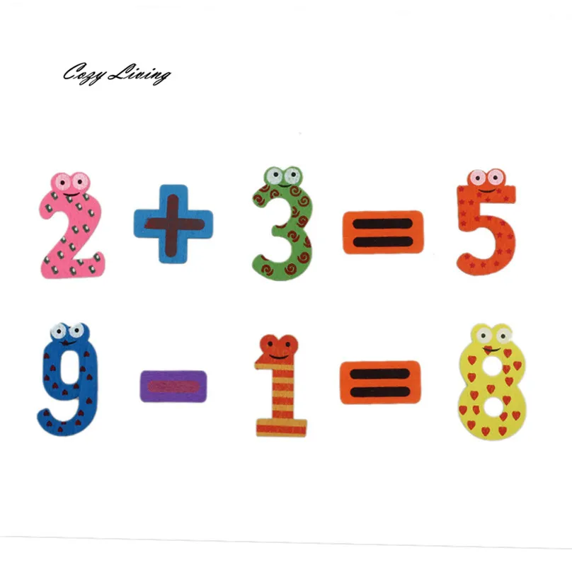 

15PCS Fridge Magnets Early Learning Educational Toys Wooden Math Number Symbol Fridge Magnets Wall Stickers for Kids 30D14