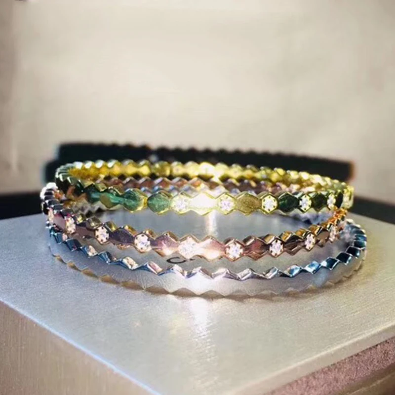 

Brand Pure 925 Sterling Silver Jewelry For Women Beehive Bangle Wave Wedding Jewelry Engagement Silver Honeycomb Bracelet