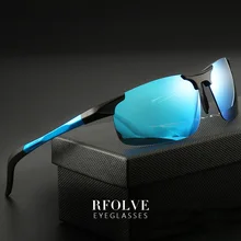 RFOLVE полу-поляризованные солнцезащитные очки без оправы Для мужчин Алюминий оправа из алюминиевомагниевого сплава от солнца, мужские солнцезащитные очки для езды на автомобиле Ночное видение очки RX148