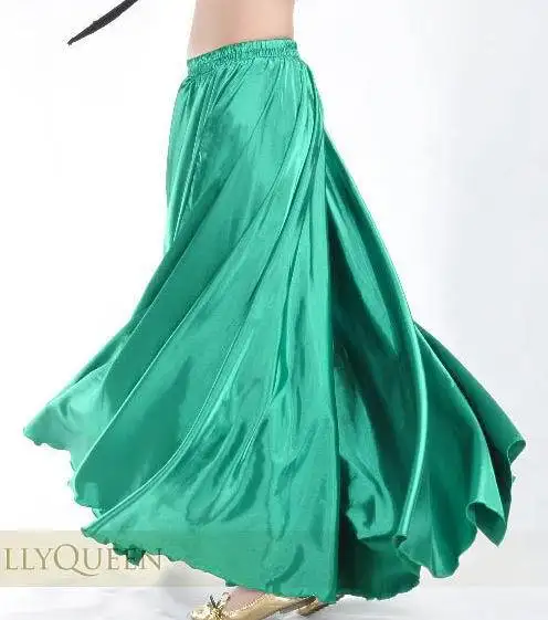 14 цветов Профессиональная женская одежда для танца живота 360 градусов юбки для фламенко юбки размера плюс атласная юбка для танца живота - Цвет: green