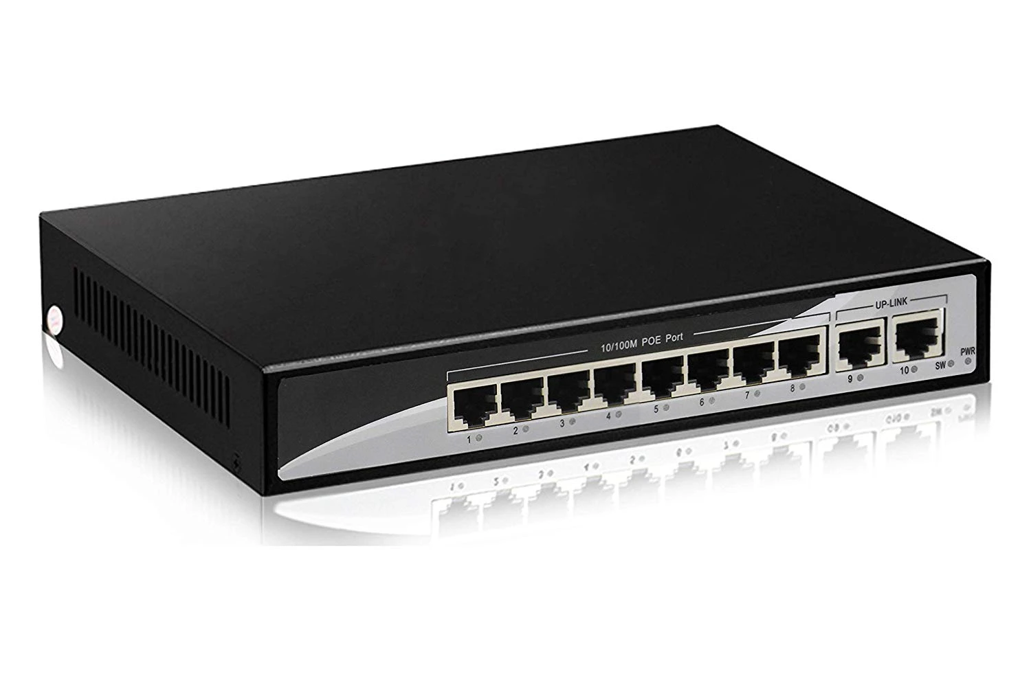 10 Port Plug and Play PoE Switch 100Mbps Ethernet Network Switch 8 POE Ports&2Uplink Ethernet for IP Cameras-48V