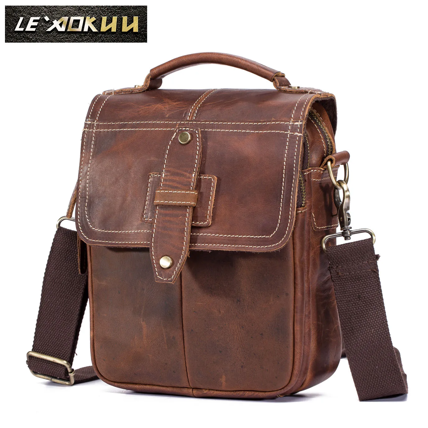 Quality Original Leather Male Casual font b Shoulder b font Messenger font b bag b font