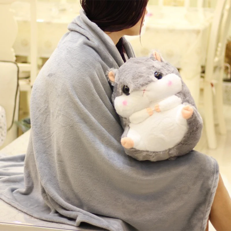 OnnPnnQ Cartoon Hamster Decorative Cushion Warm Hand Pillow With Soft Blanket Cute Throw Pillow Cushion Washable Waist Cushions6