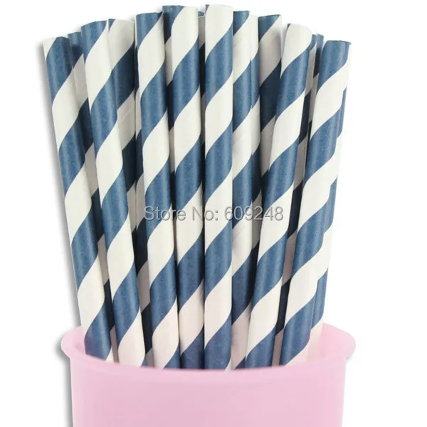 100pcs Mixed Colors Old Fashioned Kikkerland Biodegradable Decorative Graduation Party Navy Striped Paper Straws | Дом и сад