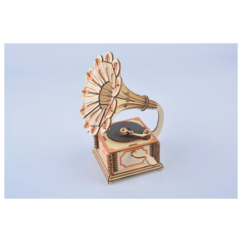 

3D Wooden Puzzle Toys Phonograph Model Kids Toys Jigsaw Puzzle Games Creativity Crafts Assembly Toy Gift For Children's