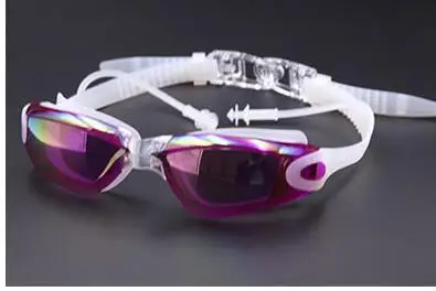 Purple Водонепроницаемые противотуманные очки для плавания ming с ушной затычкой для взрослых, силиконовые очки для бассейна, мужские и женские летние очки, очки для близорукости - Цвет: Purple