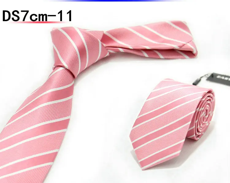 Жаккардовый в полоску желтый плед розовый Узкие галстуки для мужчин Свадебный галстук тонкий Мужчины Роскошный Галстук Hanky Gemelli набор