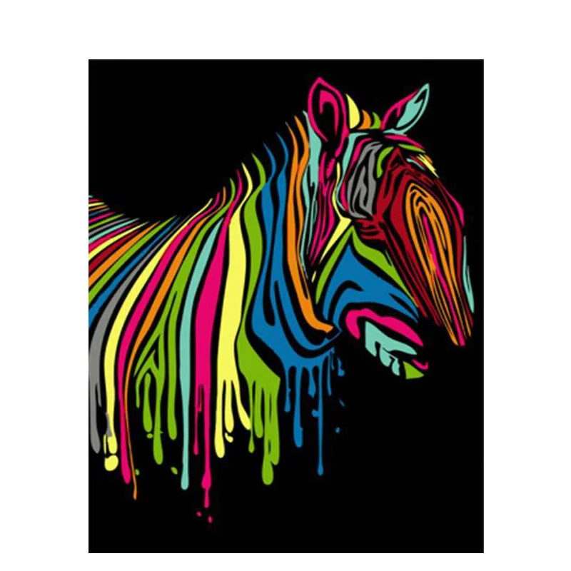 

Painting By Numbers DIY Dropshipping 40x50 50x65cm Abstract colorful zebra Animal Canvas Wedding Decoration Art picture Gift