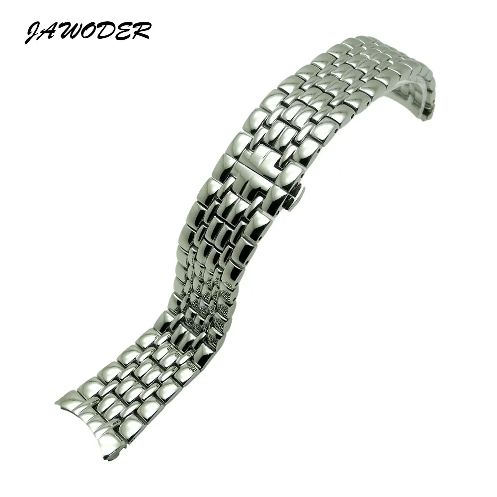 JAWODER Watch band 14 18 20mm Men Women Pure Solid Curved end stainless