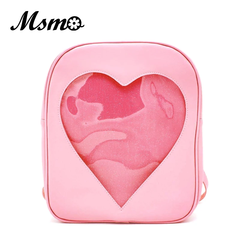 2021 Summer Candy Transparent Love Heart Shape Backpacks Harajuku School Backpack Shoulder Bags For Teenager Girls Book Bag