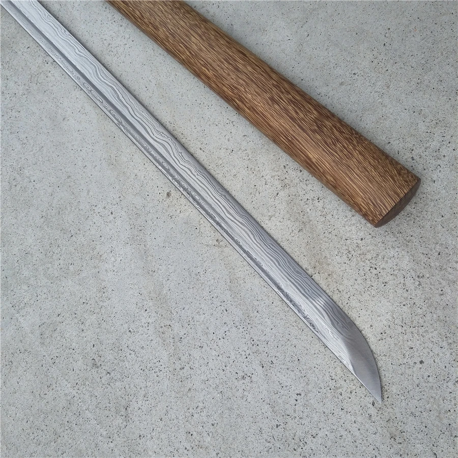 High Quality Stick Jian Sword Katana Groove Very Sharp Damascus Steel Blade Nice