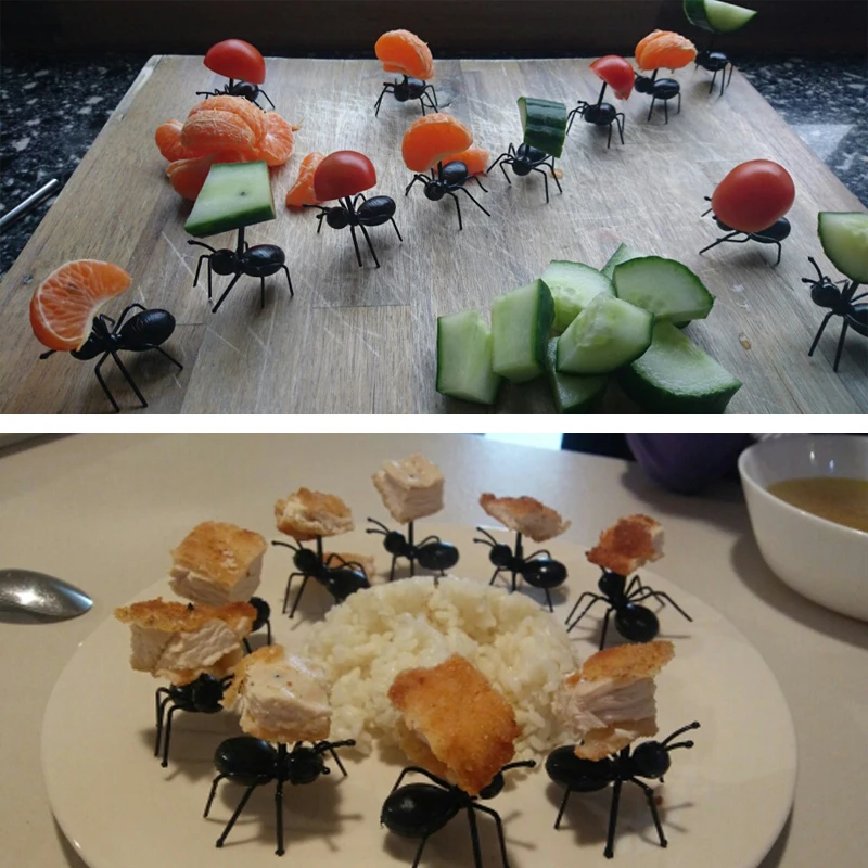 

12 pcs/set fine reusable in the shape of an ant fruit fork simple decoration children's dessert cutlery forks