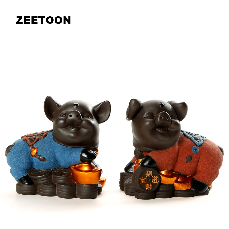Cute Changeable Pig Boutique Lucky Fortune Tea Pet Tabletop TV Cabinet Yixing Purple Clay Feng Shui Ceramic Car Home Decor | Дом и сад