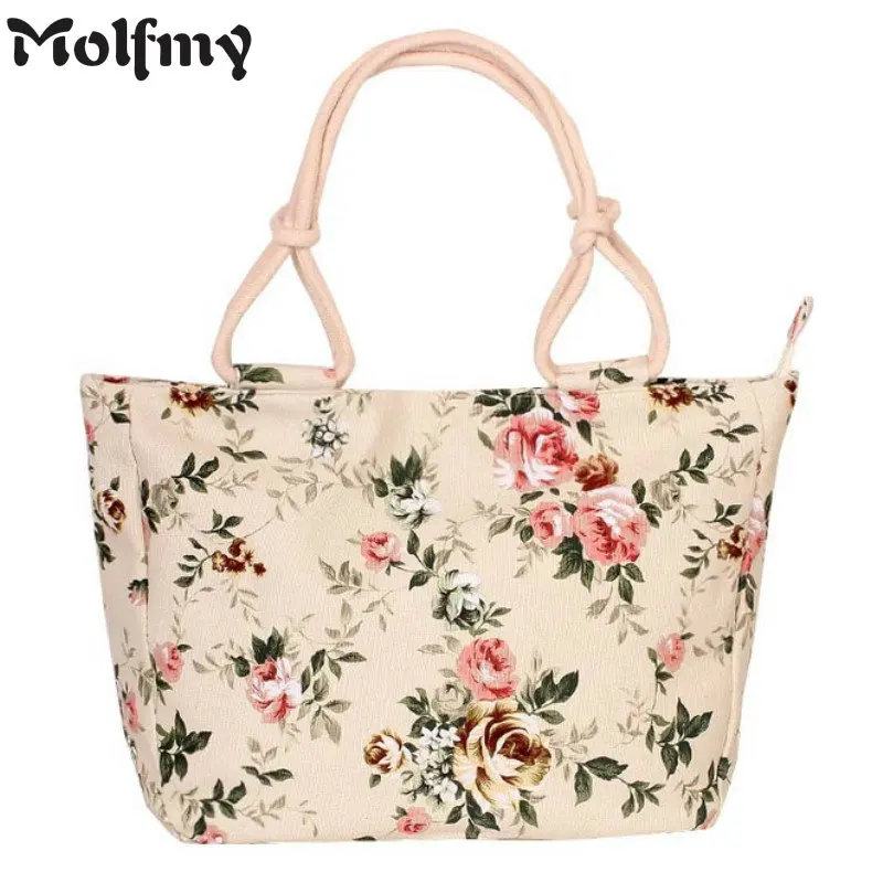 Goede 2018 Mode Vouwen Vrouwen Big Size Handtas Tote Dames Casual Bloem Afdrukken Canvas Graffiti Schoudertas Strand Bolsa Feminina