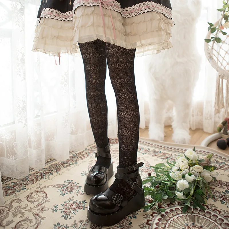 

Summer Japanese Sexy Women Mesh Pantyhose Stockings Women Tights Lace Woman Silk Stockings Hollow Out Tight Woman XWZ-L036