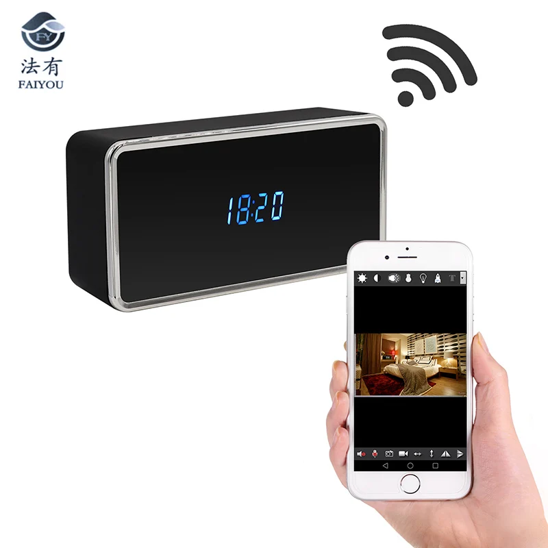 WiFi Table Clock Mini Camera 4K 12MP HD IP P2P DVR Camcorder Alarm IR Night Vision